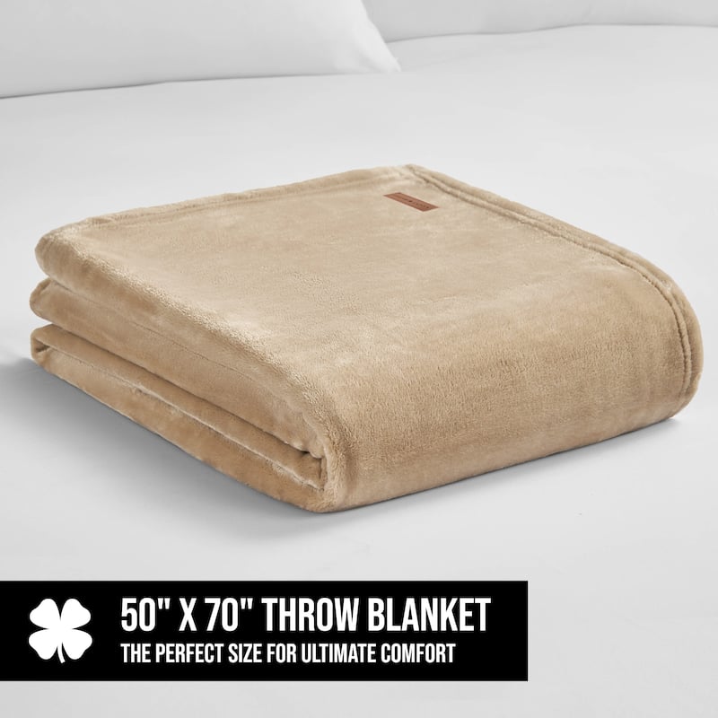 Lucky Brand Solid Plush Throw Blankets