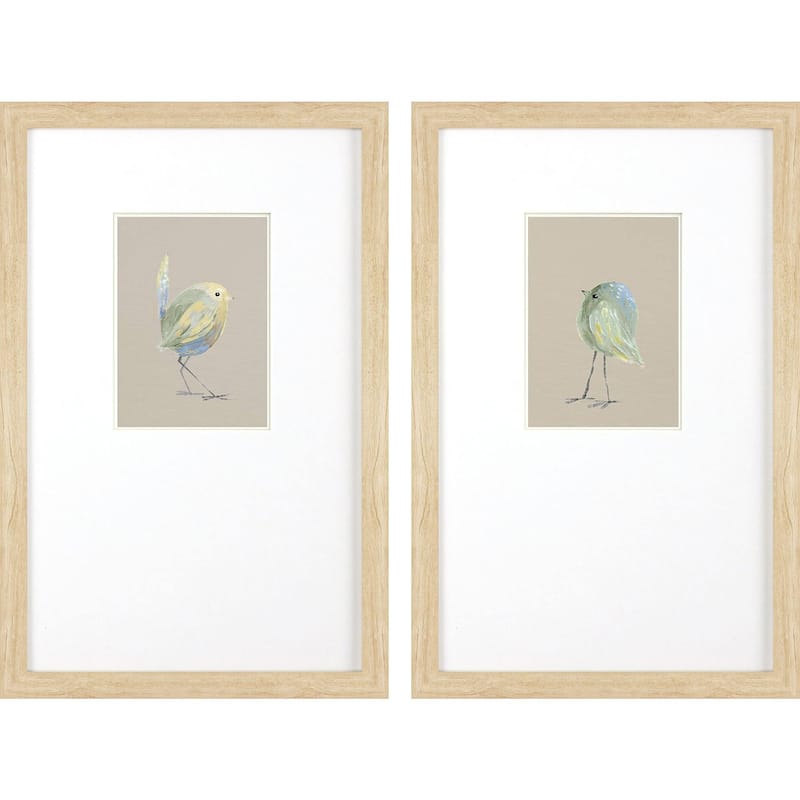 Sweet Chickadee S/2 Framed Art Under Glass - 19 X 12 X 1