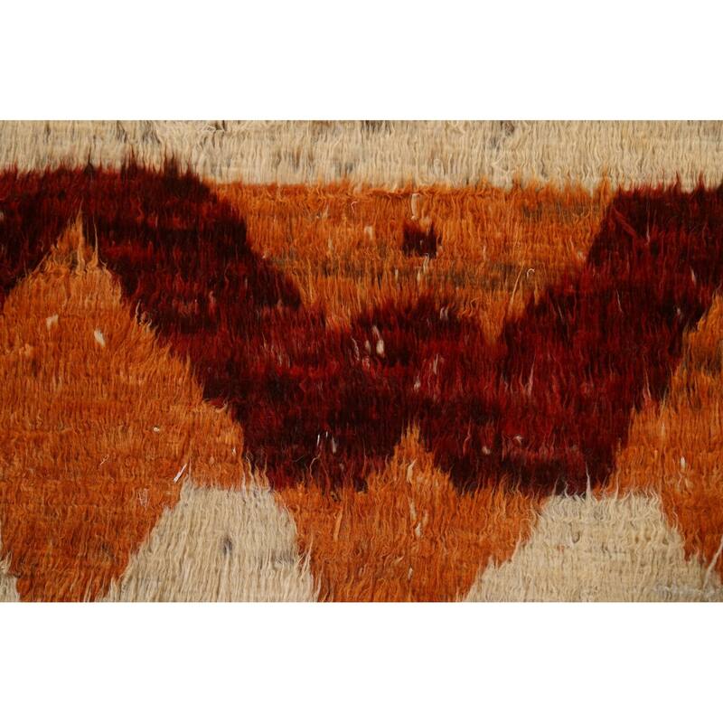 Hand Knotted Oriental 100% Wool Carpet Modern Tribal Beige & Ivories Moroccan Area Rug - 9' 8'' X 6' 8''