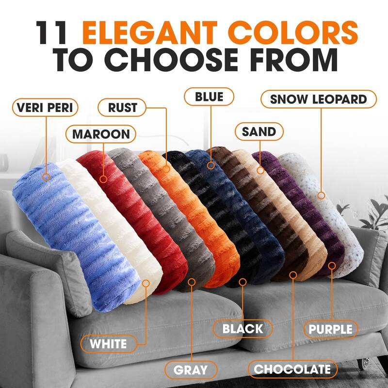 Cheer Collection 8" x 24" Set of 2 Decorative Roll Bolster Pillows