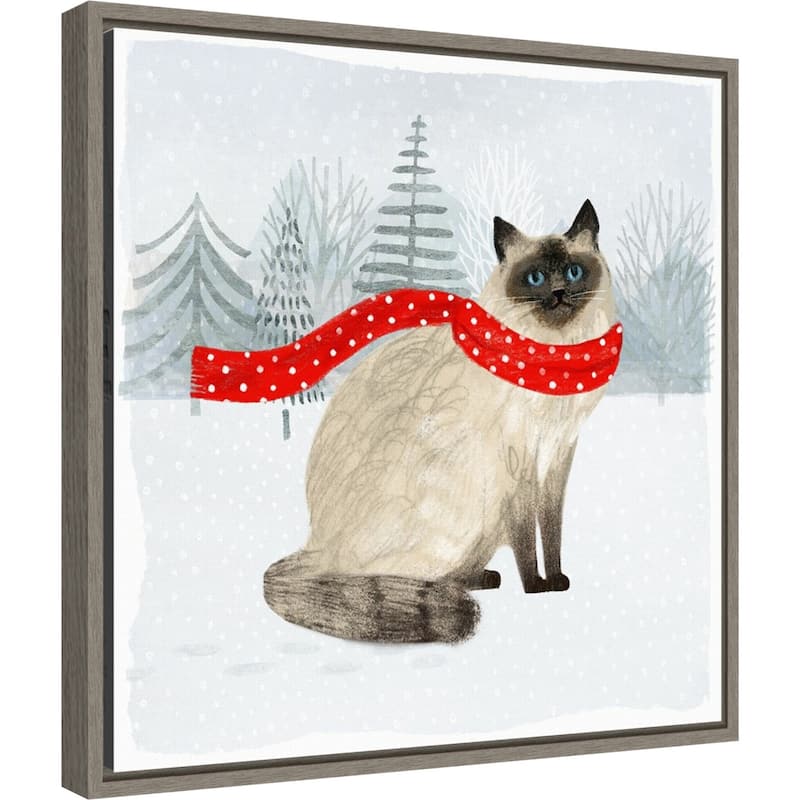 Christmas Cats and Dogs III by Victoria Borges Framed Canvas Art