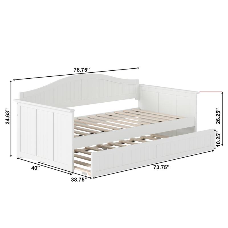 Nantucket Twin Wood Daybed with Twin Size Trundle