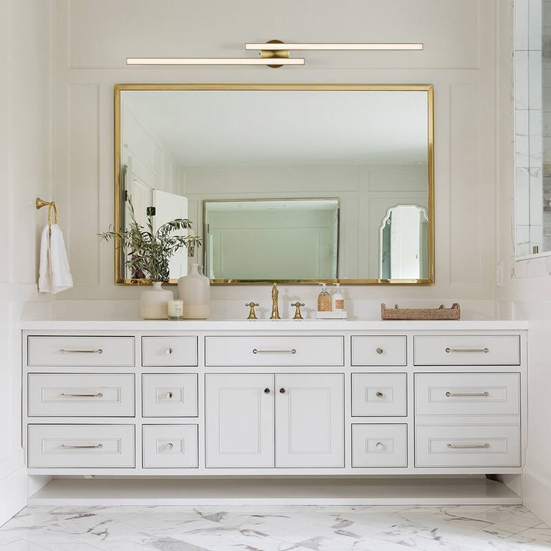 Contemporary 2-Light Black Linear Dimmable LED Vanity Wall Lamp