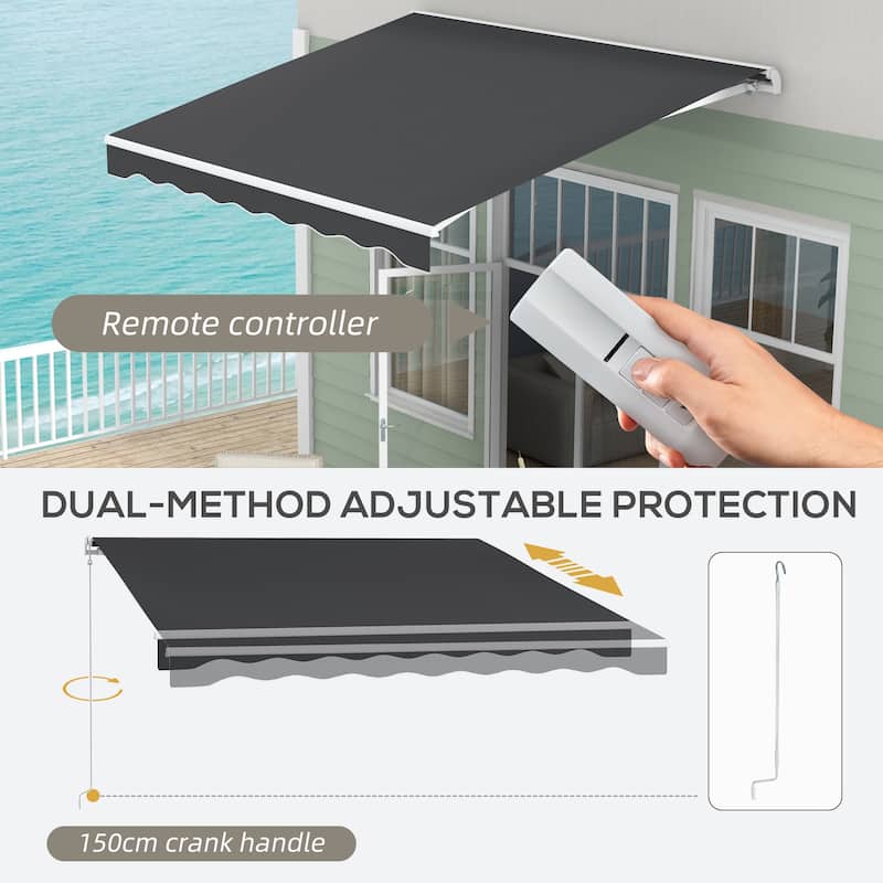 Outsunny 10' x 8' Electric Awning, Retractable Awning, UV Protection Sun Shade Shelter with Remote Controller