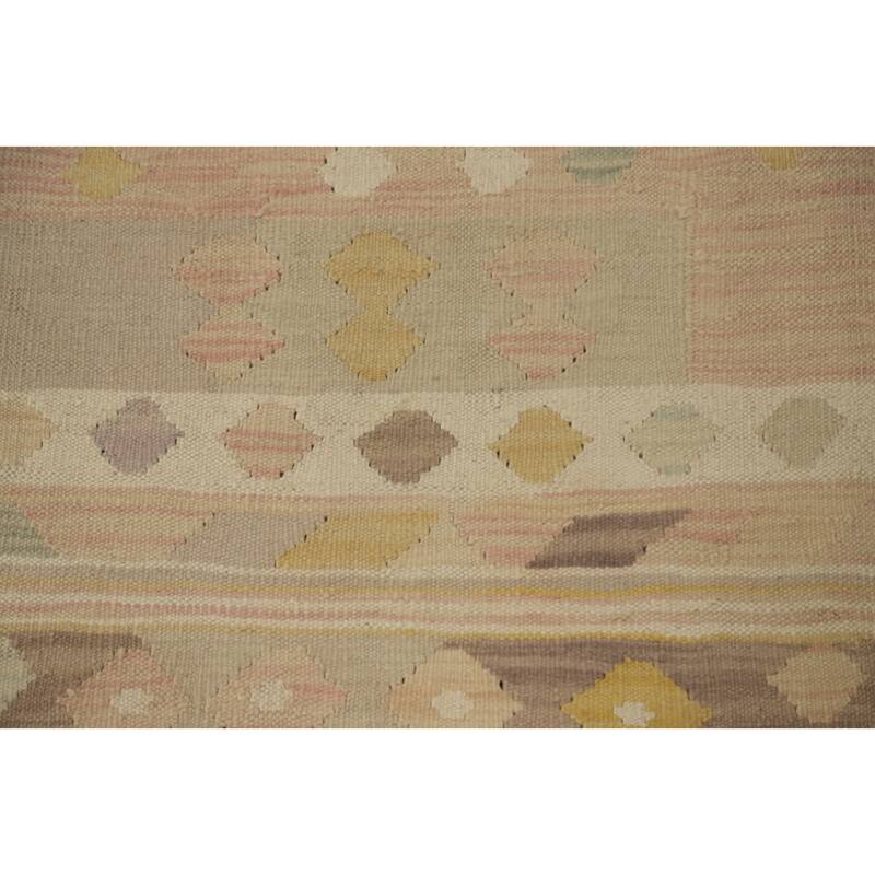 Hand Woven Oriental 100% Wool Carpet Southwestern Tribal Pink Kilim Runner Rug - 7' 9'' X 2' 0''