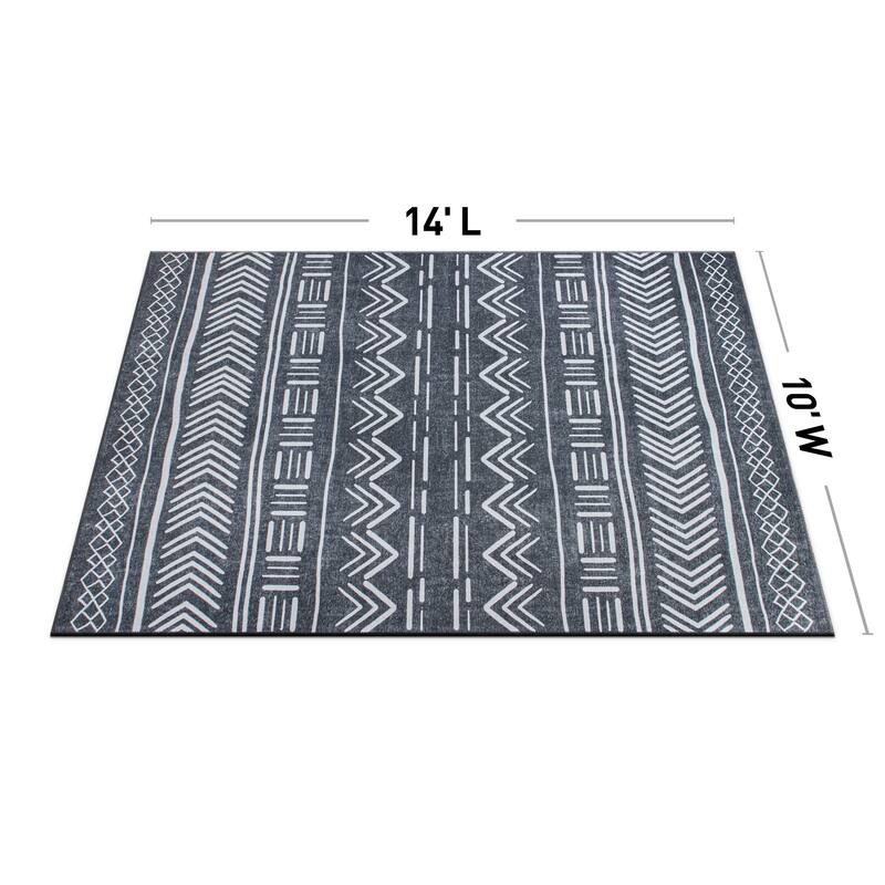 Contemporary Geometric Bohemian Machine Washable Area Rug