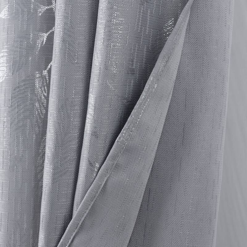 Bexley Foil Print Leaves Window Curtain Set