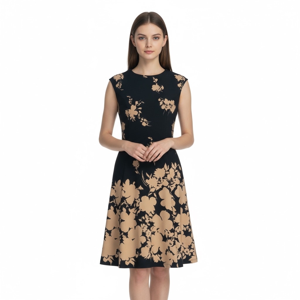 Connected Apparel Floral Fit & Flare Dress