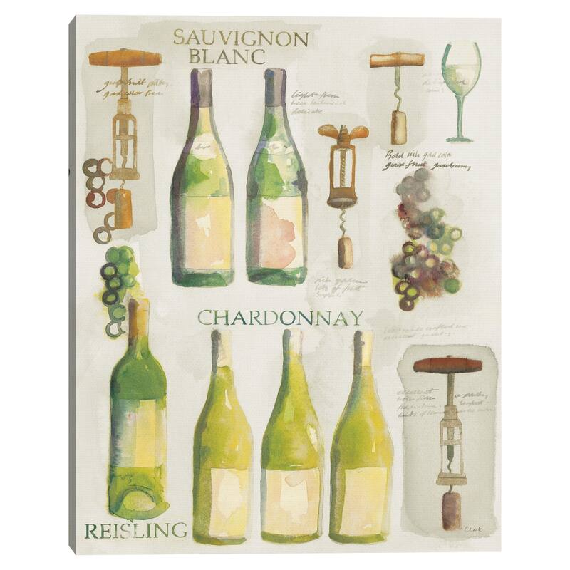 White Wine Collage by Michael Clark Canvas Art Print