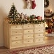 preview thumbnail 7 of 16, Pine Wood Baby Changing Table with 12 Large Drawers Natural Finish Convertible Nursery Dresser Chest - 59.9"x40.2"