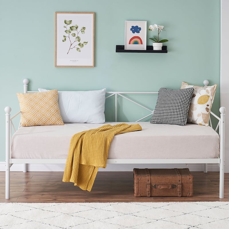 Javlergo Metal Daybed Frame Twin Size Sofa Bed with Steel Slats for Living Room Guest Room