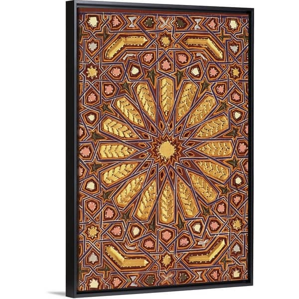 Traditional Moroccan wood carving Black Float Frame Canvas Art