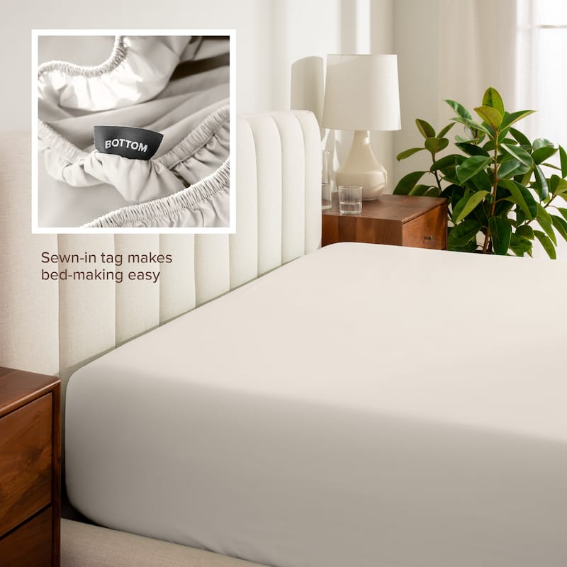 Bare Home Organic Cotton Percale Fitted Bottom Sheet