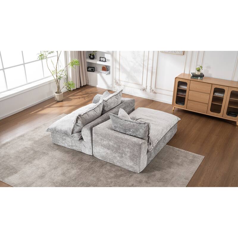 103" L-Shaped Cloud Sectional Sofa with Chaise, Upholstered Boneless Couches for Living Room, Modern Modular Chenille Sofa