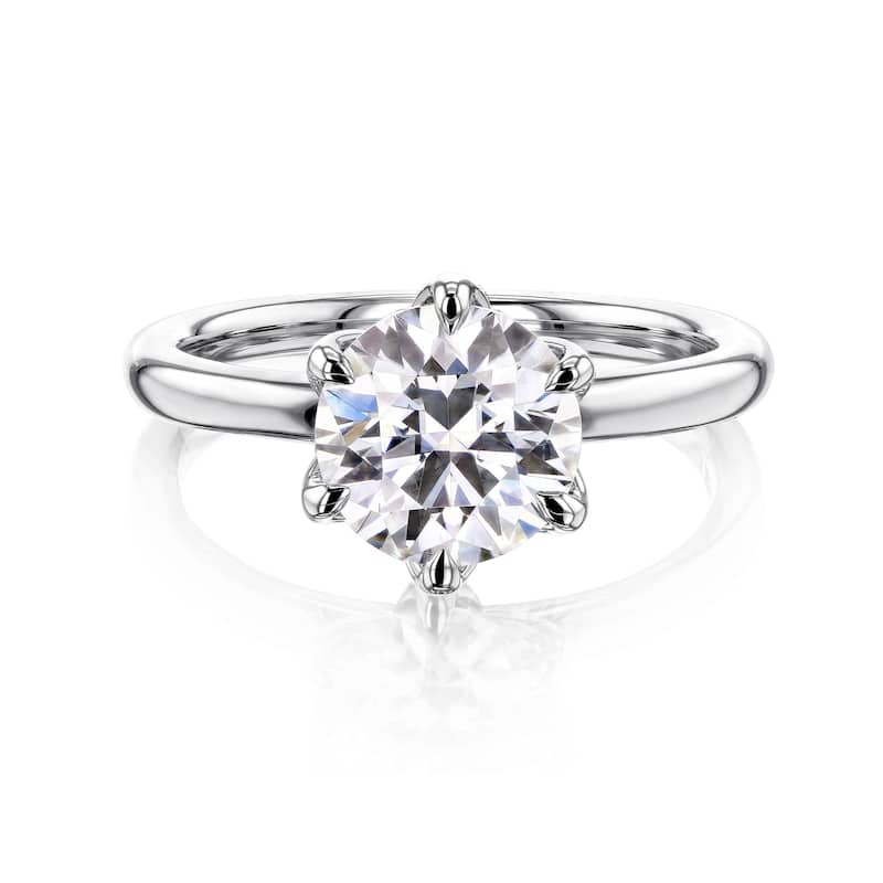 Kobelli 2 Carat Lab Grown Diamond Certified 14k Solid Gold Solitaire Comfort Fit Tulip Kyoto Engagement Ring (EF/VS) - White - 4