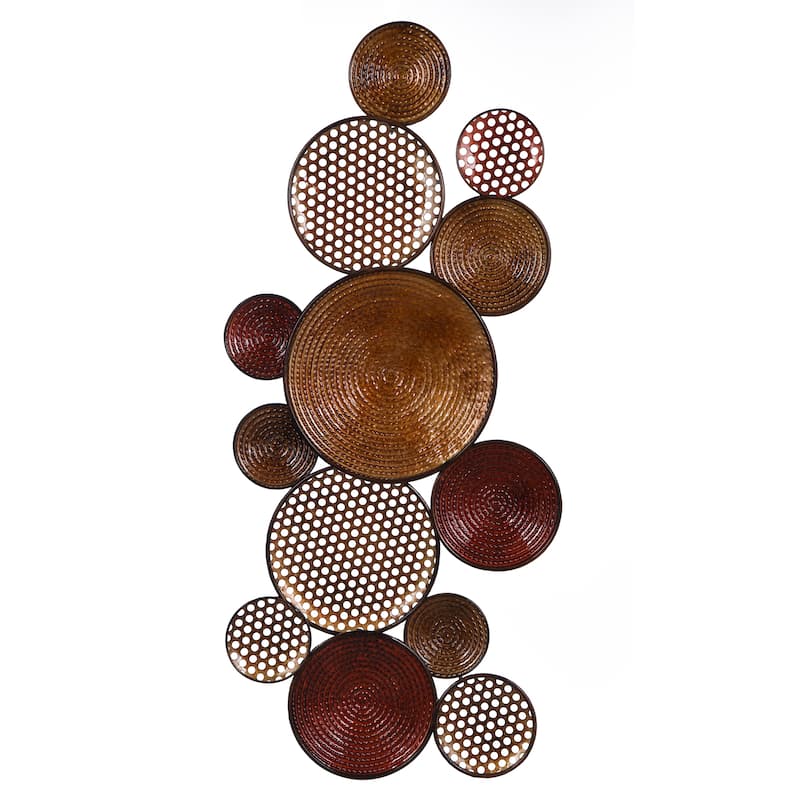 StyleCraft Nobu Circle Metal Wall Art - Copper & Bronze - 40 x 17