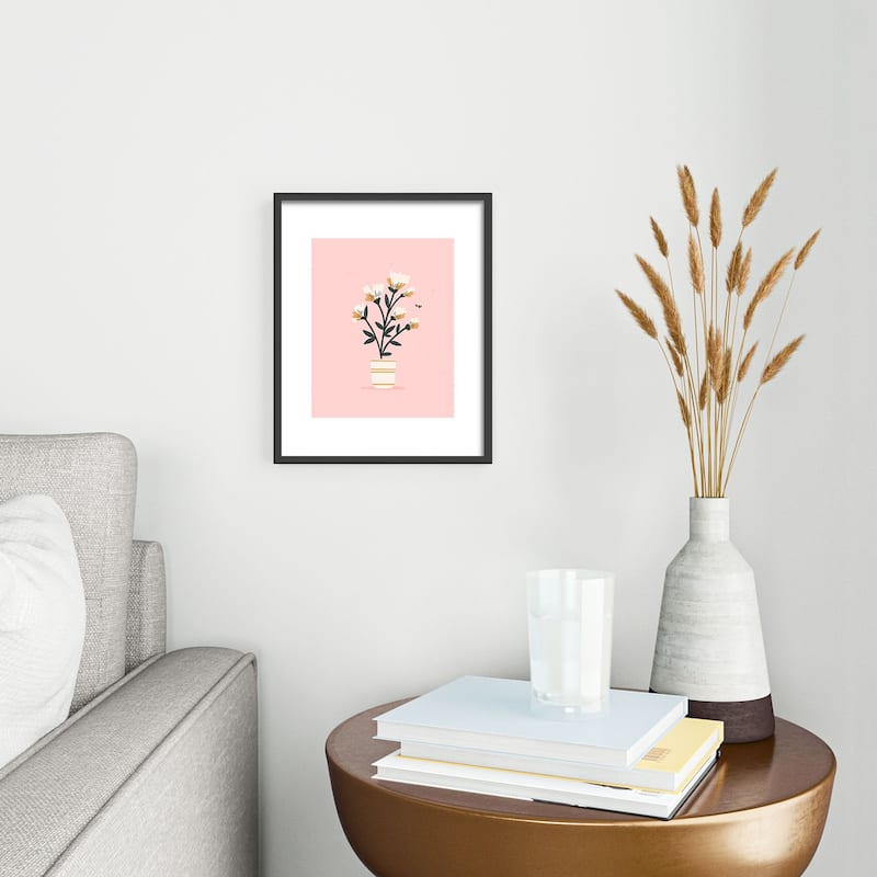 Charly Clements Bumble Bee Flowers Pink Metal Framed Art Print - Bed ...