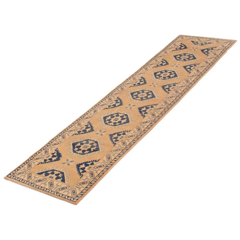 ECARPETGALLERY Hand-knotted Finest Ghazni Beige, Copper Wool Rug - 2'8 x 10'4