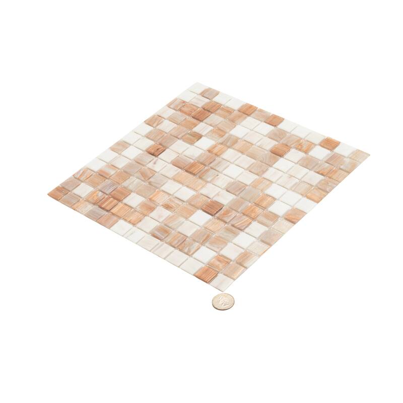 Apollo tile 12" x 12" Mingles Glossy Beige White Glass Tile (20 sq ft/case) - 20 Pack