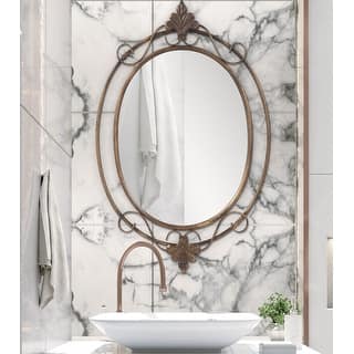 Allan Andrews Decorative Wall & Accent Mirror with Vintage Oval Metal Frame - 33"H x 21"W