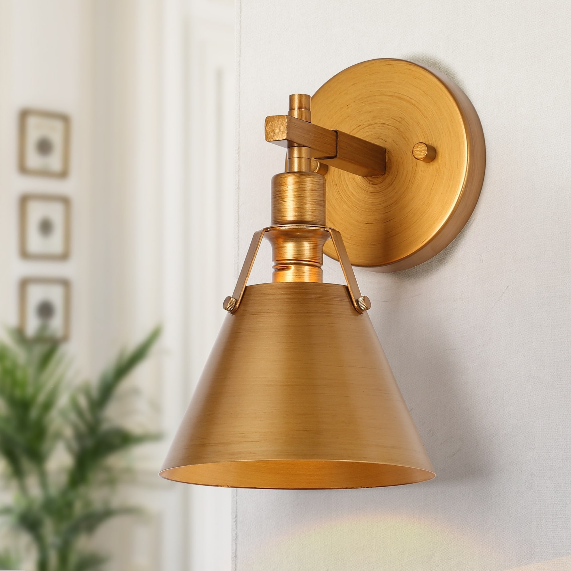 Dilley Modern Brass 1-Light Metal Wall Sconce Cone Bathroom Vanity Light - D6'' x H8.5''