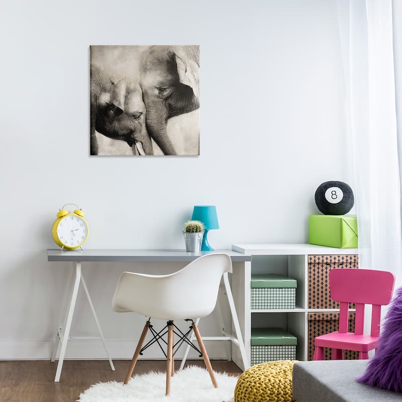 Stupell Elephant & Baby Hug Canvas Wall Art Design By CAD Designs