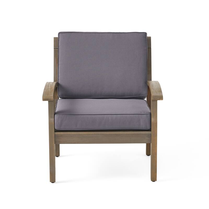 Peyton Outdoor Cushioned Wood Club Chairs (Set of 2) by Christopher Knight Home