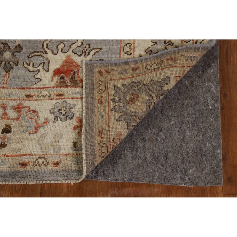 Hand Knotted Oriental 100% Wool Carpet Transitional All-Over Greys & Charcoal Oushak Area Rug - 8' 9'' X 5' 9''
