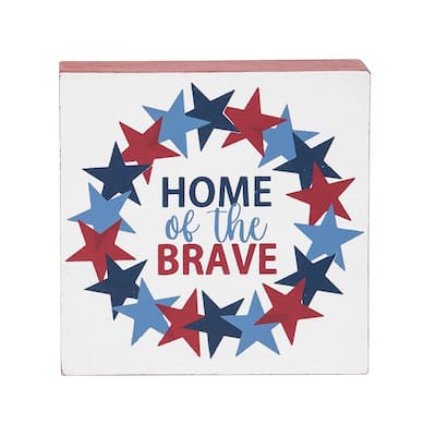 Home Of The Brave Fourth of July Shelf Block