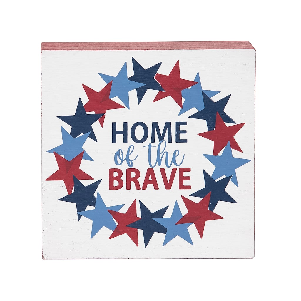 Home Of The Brave Fourth of July Shelf Block