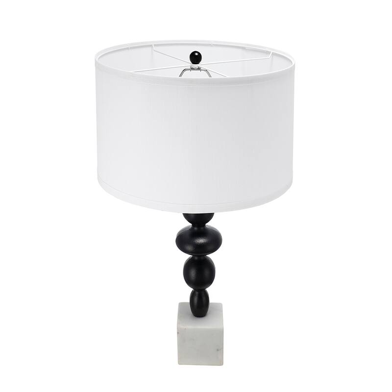 D15x29.5" Black and White Table Lamp with Round Four Tiered Body (Lamp Shade Assembly Required)
