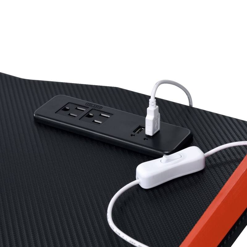 Gaming Table with USB Port in Black and Red