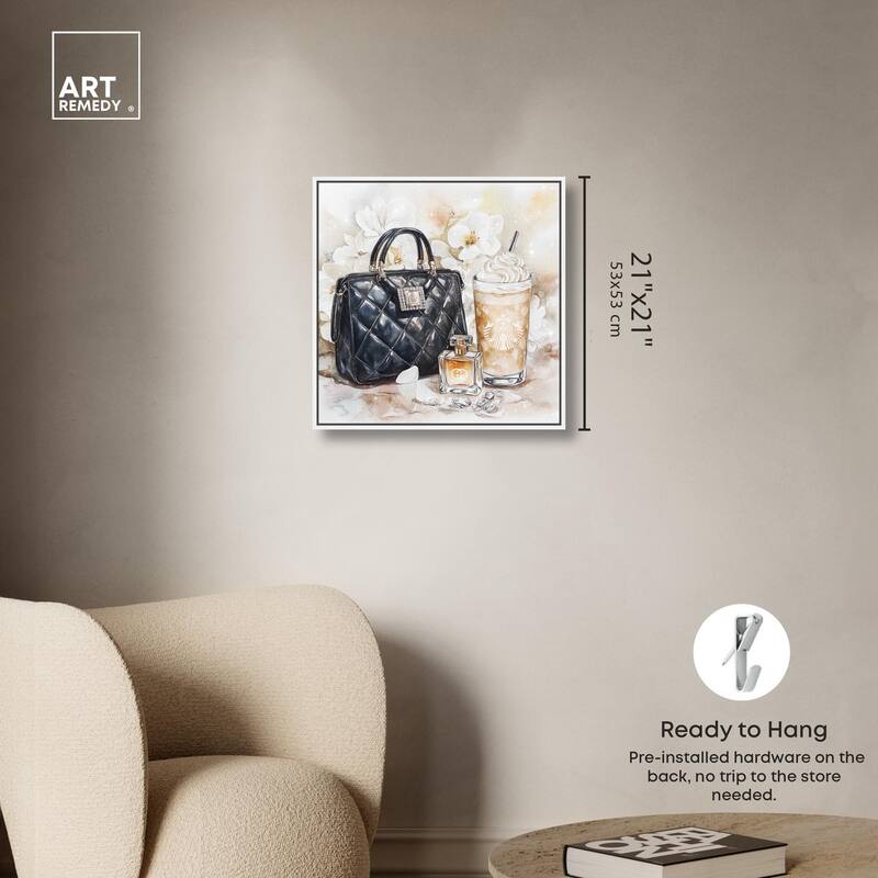 Trinkets and White Floral Canvas by Art Remedy