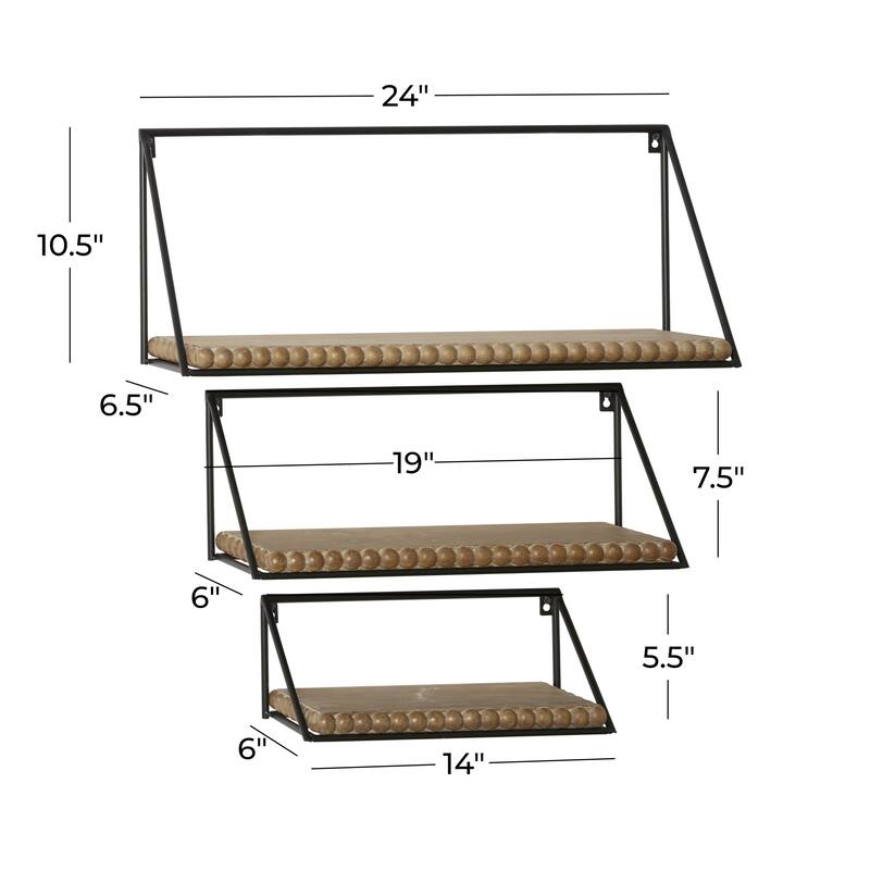 Metal 3 Shelf Wall Shelf - Set of 3 Black - Roche River Decor