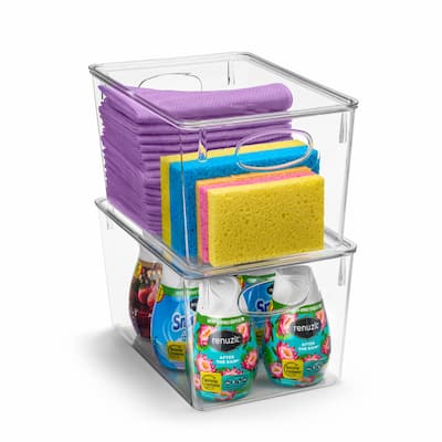 Sorbus Cleaning Supplies Clear Storage Containers with Lids for Organizing Under the Sink Bathroom Essentials Bins - 2 Pk