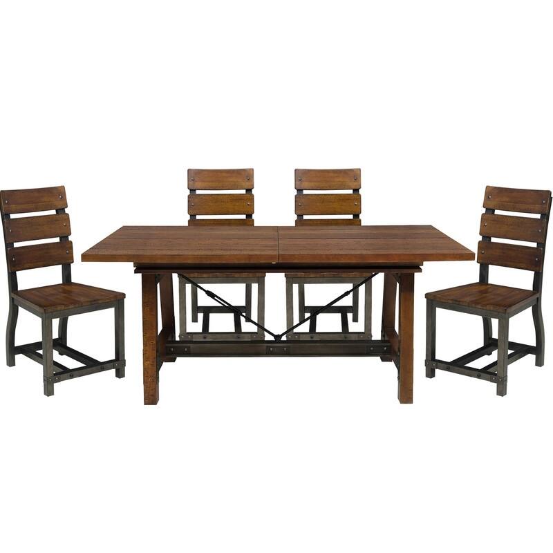 5pc Dining Table with Extension Leaf and 4 Side Chairs