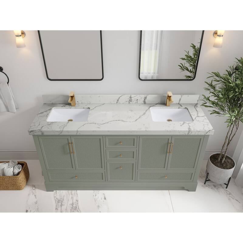 Willow Collections 72 x 22 Alys Double Bowl Sink Bathroom Vanity with Countertop