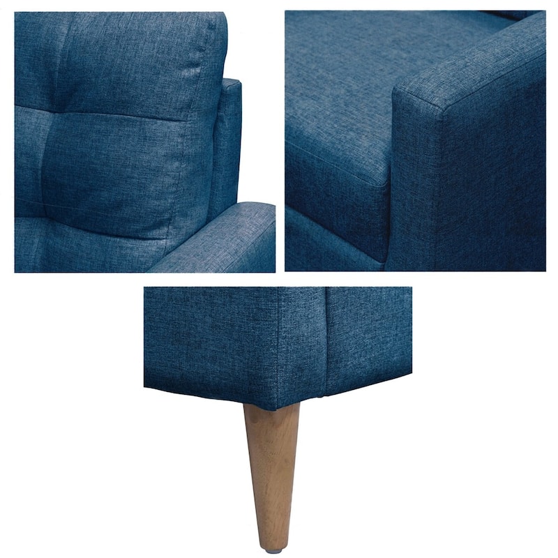 Upholstered Accent Chair with Tufted Back and Solid Wood Legs