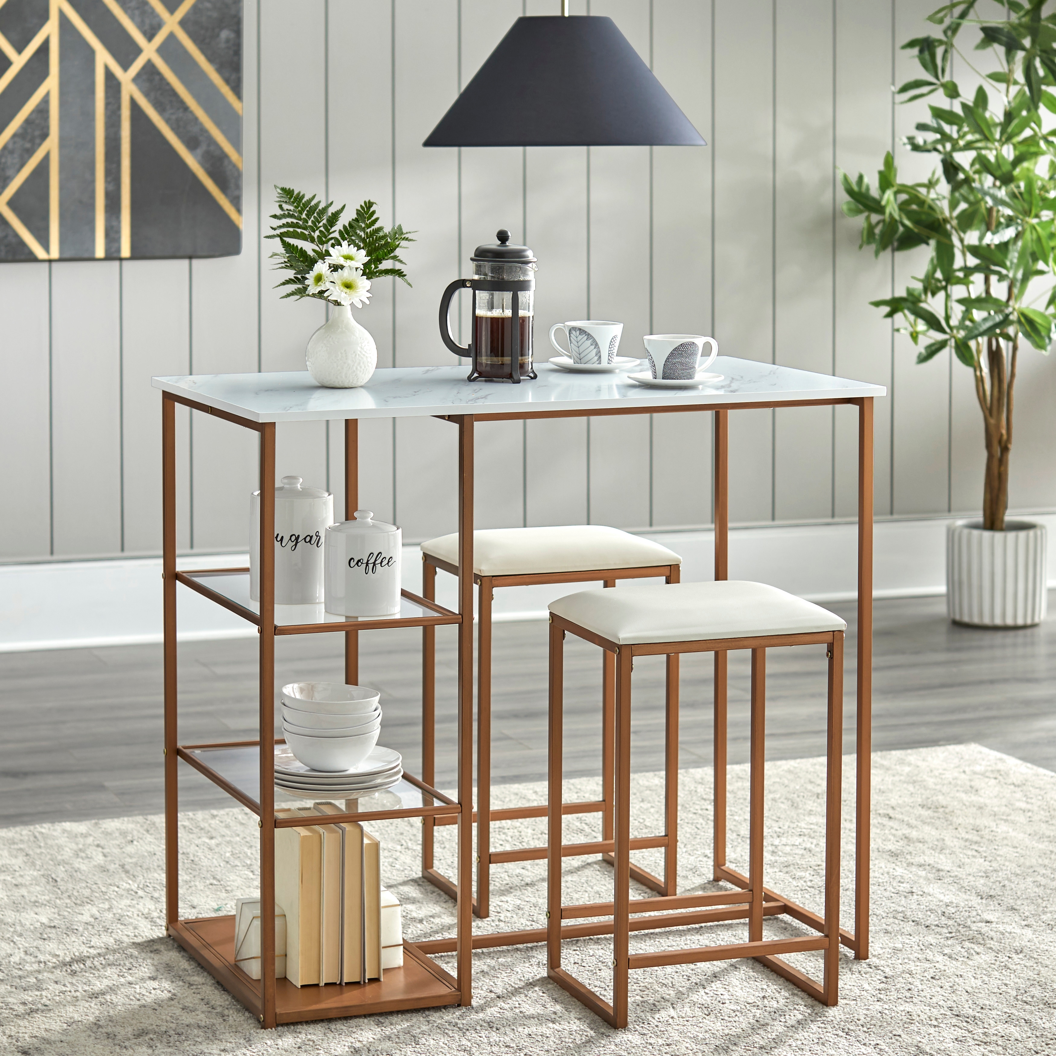 White 3 piece pub table set on sale