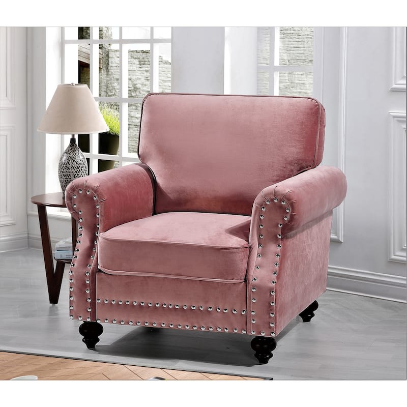 Suffield Velvet Nailhead Armchair