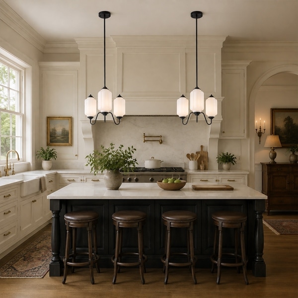 Eloise 1/3-Light Vintage Pumpkin & Lantern Matte Black Pendant