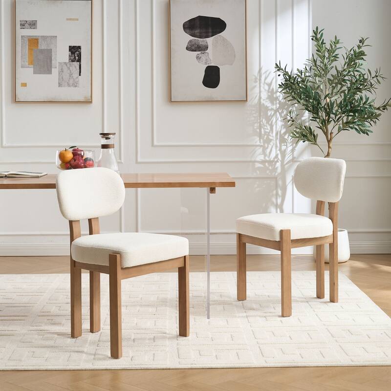 Modern Upholstered Rubberwood Dining Chairs (Set of 2)