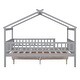 preview thumbnail 9 of 34, Kids Funny Canopy Bed Wooden Frame House Bed Full Size Platform Bed Daybed with Roof, Safety Guardrail and Drawers