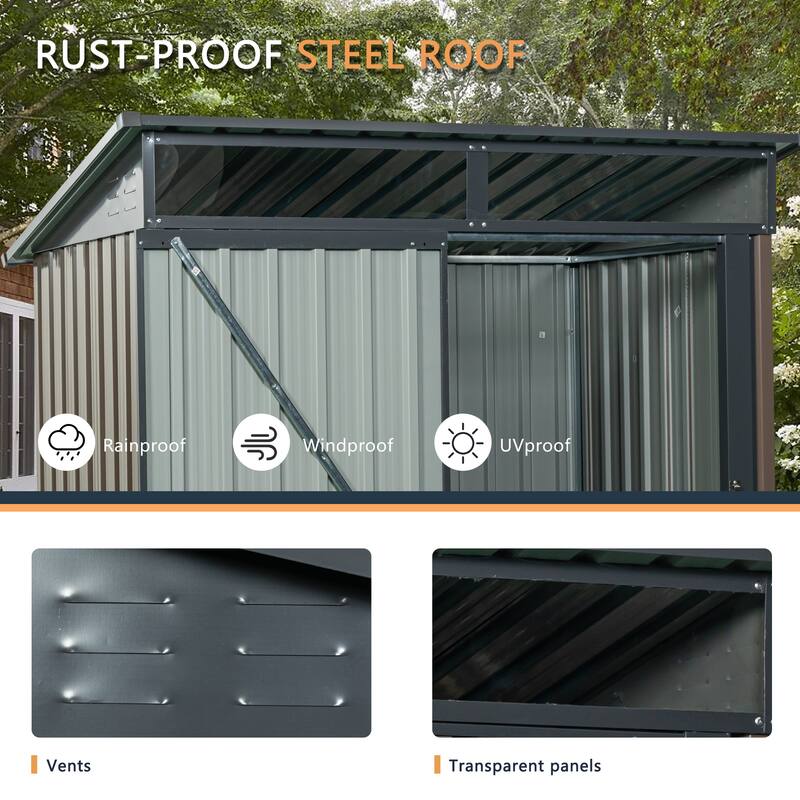 Outdoor Storage Sheds, 5ftx3ft Outdoor Storage Cabinet, Waterproof Garden Shed with Door & Lock, Small shed, Lean to