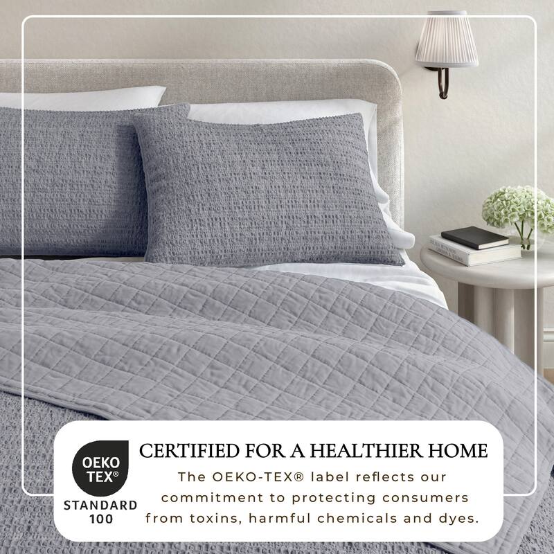 Linery & Co. 100% Cotton Honeycomb Waffle Garment Washed Quilt Set.