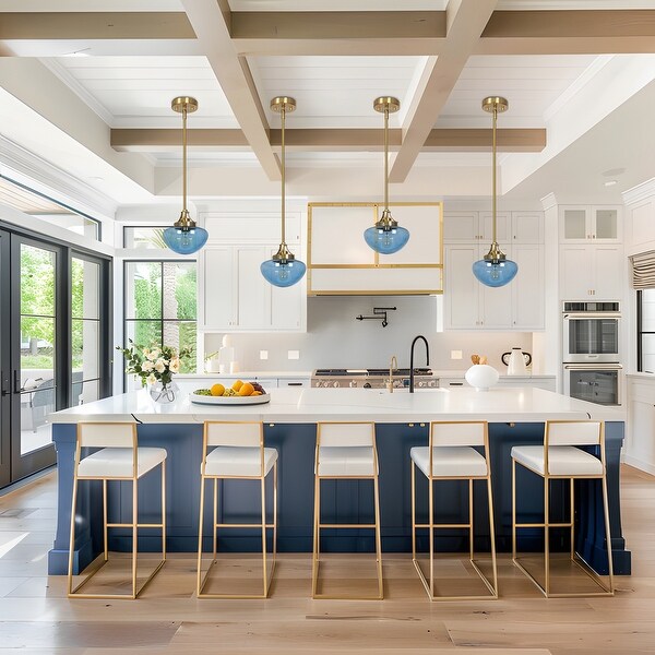 unico ペンダントライト Session dining pendant LALUZ Modern Gold 1-Light Seeded Glass Pendant Light for Kitchen
