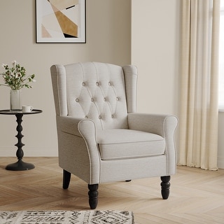 Button-Tufted Accent Chair Wingback Armchair - 38"H