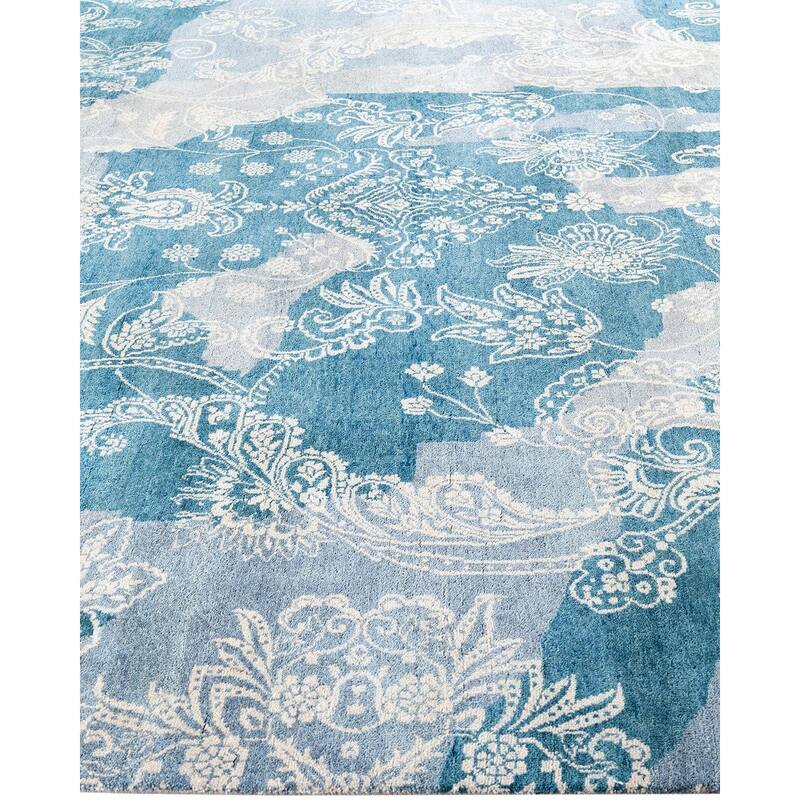 Ikat One-of-a-Kind Hand-Knotted Area Rug, Blue - 8' 4" x 10' 2"