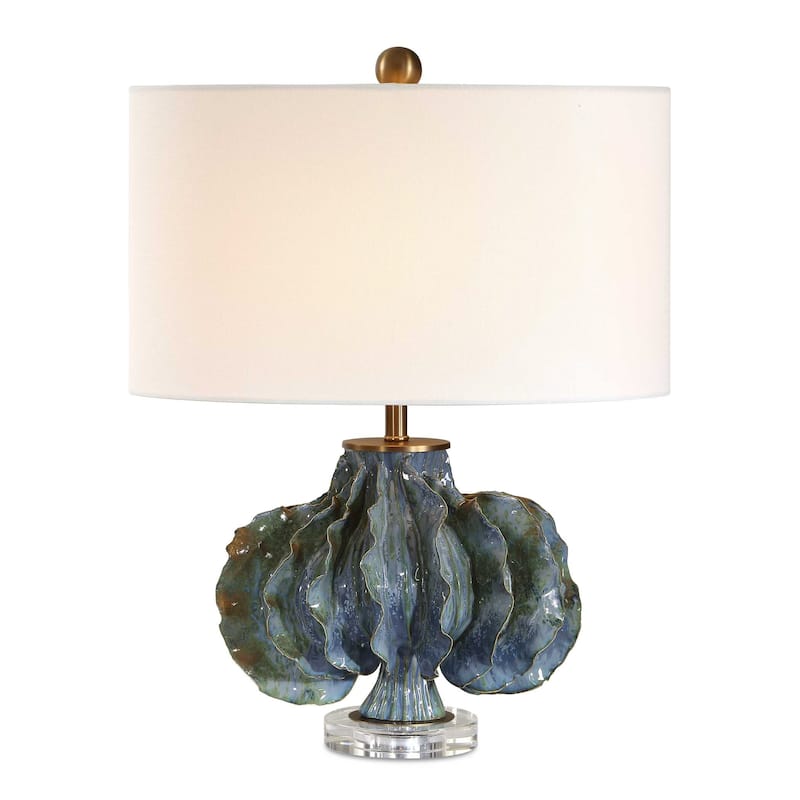Uttermost Ruffle Up Blue Green Table Lamp - 18.00" W x 23.00" H x 18.00" D