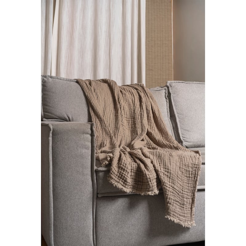Truly Soft Two-Toned Organic Throw Blanket - Beige